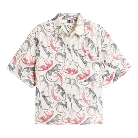 Flag Logo Animal Print Linen Shirt