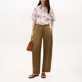 Flag Logo Animal Print Linen Shirt