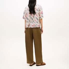 Flag Logo Animal Print Linen Shirt