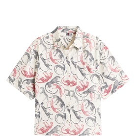 Flag Logo Animal Print Linen Shirt