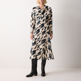 Ikat Printed Godet Dress