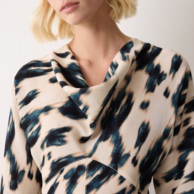 Ikat Printed Godet Dress