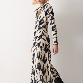 Ikat Printed Godet Dress
