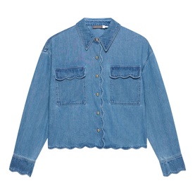 Scallop Trim Denim Shirt