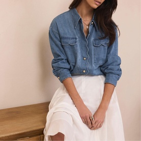 Scallop Trim Denim Shirt