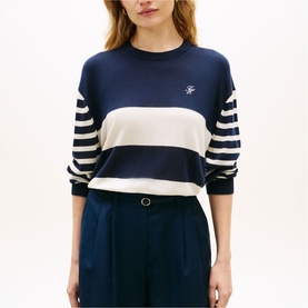 Embroidered Logo Striped Sweater