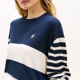 Embroidered Logo Striped Sweater