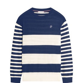 Embroidered Logo Striped Sweater