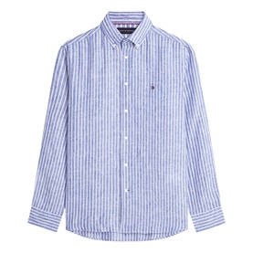 Flag Logo Bengal Striped Linen Shirt