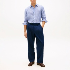 Flag Logo Bengal Striped Linen Shirt