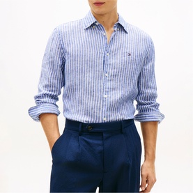 Flag Logo Bengal Striped Linen Shirt
