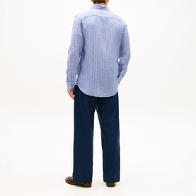 Flag Logo Bengal Striped Linen Shirt