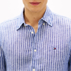 Flag Logo Bengal Striped Linen Shirt