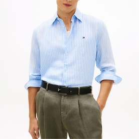 Flag Logo Bengal Striped Linen Shirt