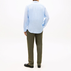Flag Logo Bengal Striped Linen Shirt