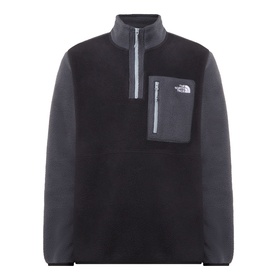 North Face Yumiori Half-Zip Sweatshirt in Black/Grey fleece with zipped chest pocket and embroidered logo detail