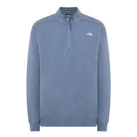 North Face Essential Light Half-Zip Sweatshirt in Granite Grey with half-zip neckline, dropped shoulders, and embroidered logo