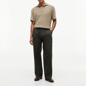 Flag Logo Open Knit Polo Shirt