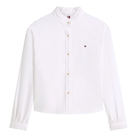Ruffle Cropped Oxford Shirt