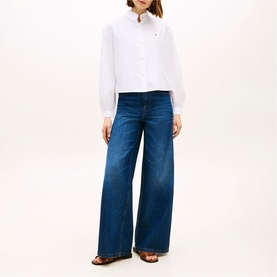 Ruffle Cropped Oxford Shirt