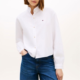 Ruffle Cropped Oxford Shirt