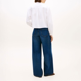 Ruffle Cropped Oxford Shirt