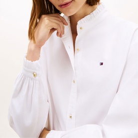 Ruffle Cropped Oxford Shirt