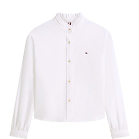 Ruffle Cropped Oxford Shirt