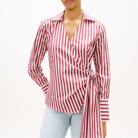Stripe Wrap Blouse