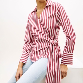 Stripe Wrap Blouse