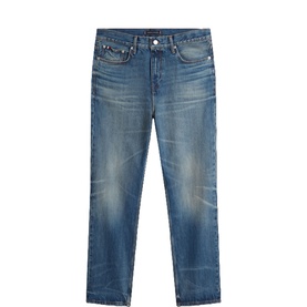 Whiskered Relaxed Straight Leg Jeans