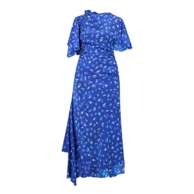 Smocked Printed Asymmetric Dress