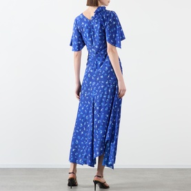 Smocked Printed Asymmetric Dress