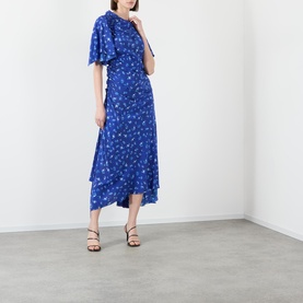 Smocked Printed Asymmetric Dress