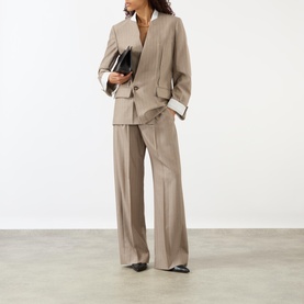 Tonal Striped Wide-Leg Trousers