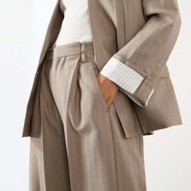 Tonal Striped Wide-Leg Trousers