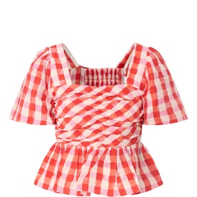 Carletta Check Peplum Blouse