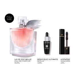 Lanc&ocirc;me La Vie Est Belle Eau de Parfum 50ml Day Set with G&eacute;nifique Ultimate Serum 10ml and Hypn&ocirc;se Mascara 2ml, full size