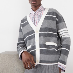Seed Stitch Striped Cardigan