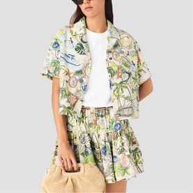 Postcard Cropped Casual Shirt