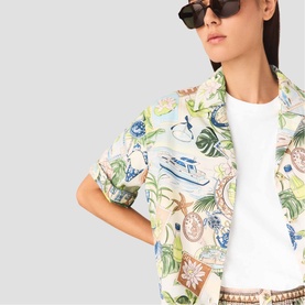 Postcard Cropped Casual Shirt