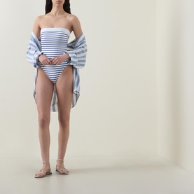 Striped Bandeau One-Piece Swimsuit