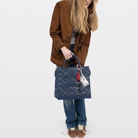Angel Denim Monogram Tote Bag