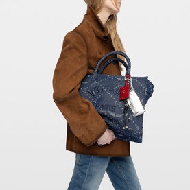 Angel Denim Monogram Tote Bag