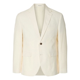 Selected Egret blazer in off-white, single-button fastening, notch lapels and chest welt pocket