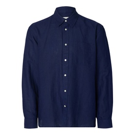 Selected Casual Shirt in Ocean Cavern, relaxed fit with classic collar, button placket and long sleeves