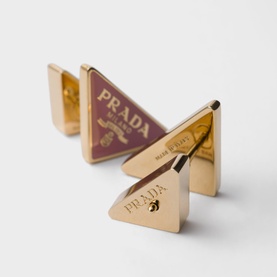 Enamelled Triangle Logo Stud Earrings