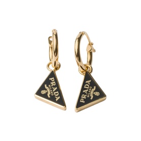 Enamelled Triangle Logo Hoop Earrings