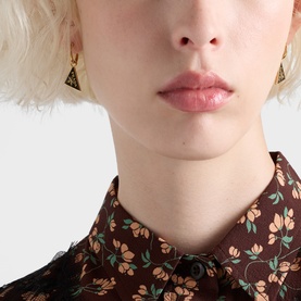 Enamelled Triangle Logo Hoop Earrings