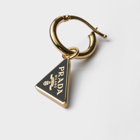 Enamelled Triangle Logo Hoop Earrings